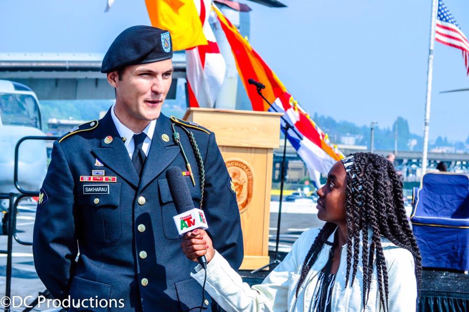 Thandi Chirwa interviewing Military Personnel in Seattle